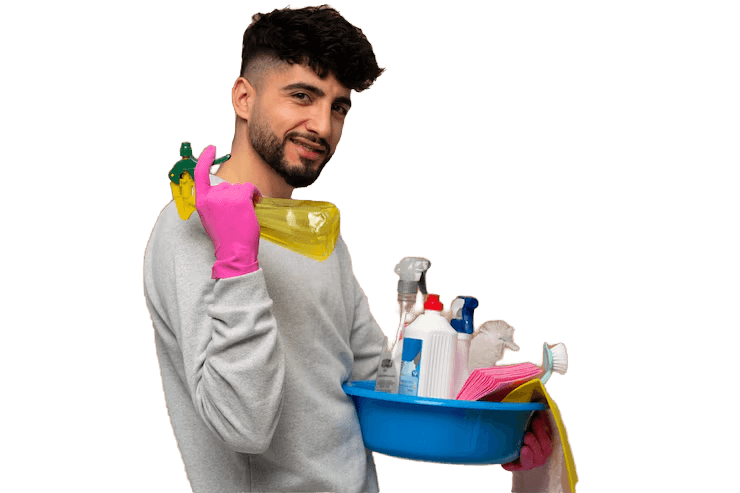 Cleaning professional with equipment