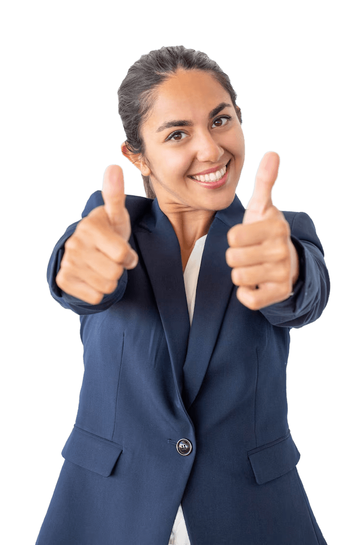 Team member with thumbs up